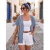 imageGRECERELLE Short Sleeve Cardigan for Women Lightweight Summer with Pockets Open Front Casual Beach Cover Ups 2026Haze Blue