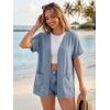 imageGRECERELLE Short Sleeve Cardigan for Women Lightweight Summer with Pockets Open Front Casual Beach Cover Ups 2026Haze Blue