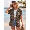imageGRECERELLE Short Sleeve Cardigan for Women Lightweight Summer with Pockets Open Front Casual Beach Cover Ups 2026Leopard Print Dark Khaki