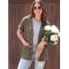 imageGRECERELLE Short Sleeve Cardigan for Women Lightweight Summer with Pockets Open Front Casual Beach Cover Ups 2026Leopard Print Dark Khaki