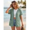 imageGRECERELLE Short Sleeve Cardigan for Women Lightweight Summer with Pockets Open Front Casual Beach Cover Ups 2026Mint Green