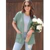 imageGRECERELLE Short Sleeve Cardigan for Women Lightweight Summer with Pockets Open Front Casual Beach Cover Ups 2026Mint Green