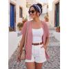 imageGRECERELLE Short Sleeve Cardigan for Women Lightweight Summer with Pockets Open Front Casual Beach Cover Ups 2026Peach Pink