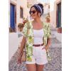 imageGRECERELLE Short Sleeve Cardigan for Women Lightweight Summer with Pockets Open Front Casual Beach Cover Ups 2026White Pineapple