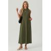 imageGRECERELLE Womens 2026 Spring Summer Casual Mock Neck Sleeveless Flared Maxi Dress with Pockets XS  3XLArmy Green