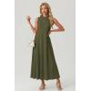 imageGRECERELLE Womens 2026 Spring Summer Casual Mock Neck Sleeveless Flared Maxi Dress with Pockets XS  3XLArmy Green