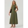 imageGRECERELLE Womens 2026 Spring Summer Casual Mock Neck Sleeveless Flared Maxi Dress with Pockets XS  3XLArmy Green