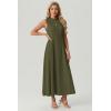imageGRECERELLE Womens 2026 Spring Summer Casual Mock Neck Sleeveless Flared Maxi Dress with Pockets XS  3XLArmy Green