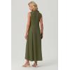 imageGRECERELLE Womens 2026 Spring Summer Casual Mock Neck Sleeveless Flared Maxi Dress with Pockets XS  3XLArmy Green