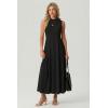 imageGRECERELLE Womens 2026 Spring Summer Casual Mock Neck Sleeveless Flared Maxi Dress with Pockets XS  3XLBlack