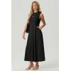 imageGRECERELLE Womens 2026 Spring Summer Casual Mock Neck Sleeveless Flared Maxi Dress with Pockets XS  3XLBlack