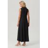 imageGRECERELLE Womens 2026 Spring Summer Casual Mock Neck Sleeveless Flared Maxi Dress with Pockets XS  3XLBlack