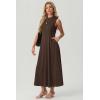imageGRECERELLE Womens 2026 Spring Summer Casual Mock Neck Sleeveless Flared Maxi Dress with Pockets XS  3XLDark Coffee
