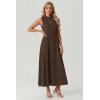 imageGRECERELLE Womens 2026 Spring Summer Casual Mock Neck Sleeveless Flared Maxi Dress with Pockets XS  3XLDark Coffee
