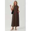 imageGRECERELLE Womens 2026 Spring Summer Casual Mock Neck Sleeveless Flared Maxi Dress with Pockets XS  3XLDark Coffee