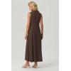 imageGRECERELLE Womens 2026 Spring Summer Casual Mock Neck Sleeveless Flared Maxi Dress with Pockets XS  3XLDark Coffee