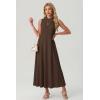 imageGRECERELLE Womens 2026 Spring Summer Casual Mock Neck Sleeveless Flared Maxi Dress with Pockets XS  3XLDark Coffee