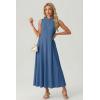imageGRECERELLE Womens 2026 Spring Summer Casual Mock Neck Sleeveless Flared Maxi Dress with Pockets XS  3XLDenim Blue