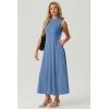 imageGRECERELLE Womens 2026 Spring Summer Casual Mock Neck Sleeveless Flared Maxi Dress with Pockets XS  3XLDenim Blue