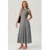 imageGRECERELLE Womens 2026 Spring Summer Casual Mock Neck Sleeveless Flared Maxi Dress with Pockets XS  3XLGray