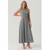 imageGRECERELLE Womens 2026 Spring Summer Casual Mock Neck Sleeveless Flared Maxi Dress with Pockets XS  3XLGray