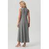 imageGRECERELLE Womens 2026 Spring Summer Casual Mock Neck Sleeveless Flared Maxi Dress with Pockets XS  3XLGray