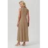 imageGRECERELLE Womens 2026 Spring Summer Casual Mock Neck Sleeveless Flared Maxi Dress with Pockets XS  3XLKhaki