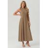 imageGRECERELLE Womens 2026 Spring Summer Casual Mock Neck Sleeveless Flared Maxi Dress with Pockets XS  3XLKhaki