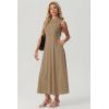 imageGRECERELLE Womens 2026 Spring Summer Casual Mock Neck Sleeveless Flared Maxi Dress with Pockets XS  3XLKhaki