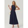 imageGRECERELLE Womens 2026 Spring Summer Casual Mock Neck Sleeveless Flared Maxi Dress with Pockets XS  3XLNavy Blue