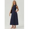 imageGRECERELLE Womens 2026 Spring Summer Casual Mock Neck Sleeveless Flared Maxi Dress with Pockets XS  3XLNavy Blue
