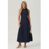 imageGRECERELLE Womens 2026 Spring Summer Casual Mock Neck Sleeveless Flared Maxi Dress with Pockets XS  3XLNavy Blue