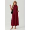 imageGRECERELLE Womens 2026 Spring Summer Casual Mock Neck Sleeveless Flared Maxi Dress with Pockets XS  3XLRed