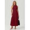 imageGRECERELLE Womens 2026 Spring Summer Casual Mock Neck Sleeveless Flared Maxi Dress with Pockets XS  3XLRed