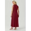 imageGRECERELLE Womens 2026 Spring Summer Casual Mock Neck Sleeveless Flared Maxi Dress with Pockets XS  3XLRed