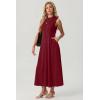 imageGRECERELLE Womens 2026 Spring Summer Casual Mock Neck Sleeveless Flared Maxi Dress with Pockets XS  3XLRed