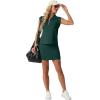imageGRECERELLE Womens 2026 Summer 2 Piece Skort Sets Cap Sleeve Zip Collared Top Matching Tennis Skirt with Pockets for AthleticDark Green