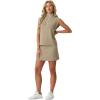 imageGRECERELLE Womens 2026 Summer 2 Piece Skort Sets Cap Sleeve Zip Collared Top Matching Tennis Skirt with Pockets for AthleticKhaki