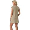 imageGRECERELLE Womens 2026 Summer 2 Piece Skort Sets Cap Sleeve Zip Collared Top Matching Tennis Skirt with Pockets for AthleticKhaki