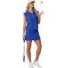imageGRECERELLE Womens 2026 Summer 2 Piece Skort Sets Cap Sleeve Zip Collared Top Matching Tennis Skirt with Pockets for AthleticRoyal Blue
