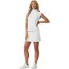 imageGRECERELLE Womens 2026 Summer 2 Piece Skort Sets Cap Sleeve Zip Collared Top Matching Tennis Skirt with Pockets for AthleticWhite