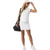 imageGRECERELLE Womens 2026 Summer 2 Piece Skort Sets Cap Sleeve Zip Collared Top Matching Tennis Skirt with Pockets for AthleticWhite