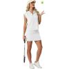 imageGRECERELLE Womens 2026 Summer 2 Piece Skort Sets Cap Sleeve Zip Collared Top Matching Tennis Skirt with Pockets for AthleticWhite