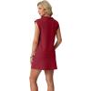 imageGRECERELLE Womens 2026 Summer 2 Piece Skort Sets Cap Sleeve Zip Collared Top Matching Tennis Skirt with Pockets for AthleticWine Red