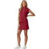 imageGRECERELLE Womens 2026 Summer 2 Piece Skort Sets Cap Sleeve Zip Collared Top Matching Tennis Skirt with Pockets for AthleticWine Red