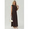 imageGRECERELLE Womens 2026 Summer Fall Round Neck AntiPilling Shift Sweater Maxi Dress with Pockets for Business CasualDark Coffee