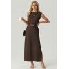 imageGRECERELLE Womens 2026 Summer Fall Round Neck AntiPilling Shift Sweater Maxi Dress with Pockets for Business CasualDark Coffee