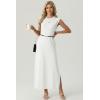 imageGRECERELLE Womens 2026 Summer Fall Round Neck AntiPilling Shift Sweater Maxi Dress with Pockets for Business CasualWhite