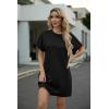 imageGRECERELLE Womens Casual TShirt Dress with Pockets Short Sleeve Shift Dresses WrinkleResistant Above Knee LengthAblack