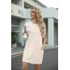 imageGRECERELLE Womens Casual TShirt Dress with Pockets Short Sleeve Shift Dresses WrinkleResistant Above Knee LengthApricot White
